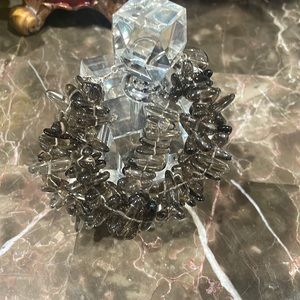 Smoky Quartz Bead Silver Toggle Bracelet